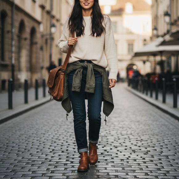 $389 Veronica Short Belted Cognac Leather Fringe Moto Vintage Combat Ankle Boot - Picture 2 of 16